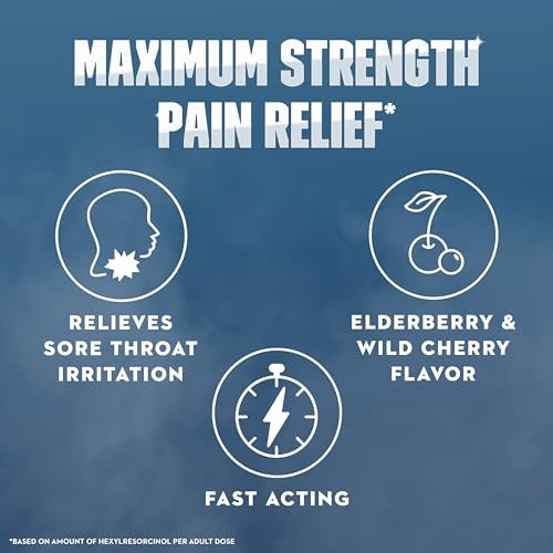 Mucinex Instasoothe Sore Throat Relief, Sore Throat Lozenges, Sore Throat Medicine with Hexylresorcinol, Cough Drops Alternative, 40 Elderberry & Wild Cherry Medicated Numbing Throat Drops