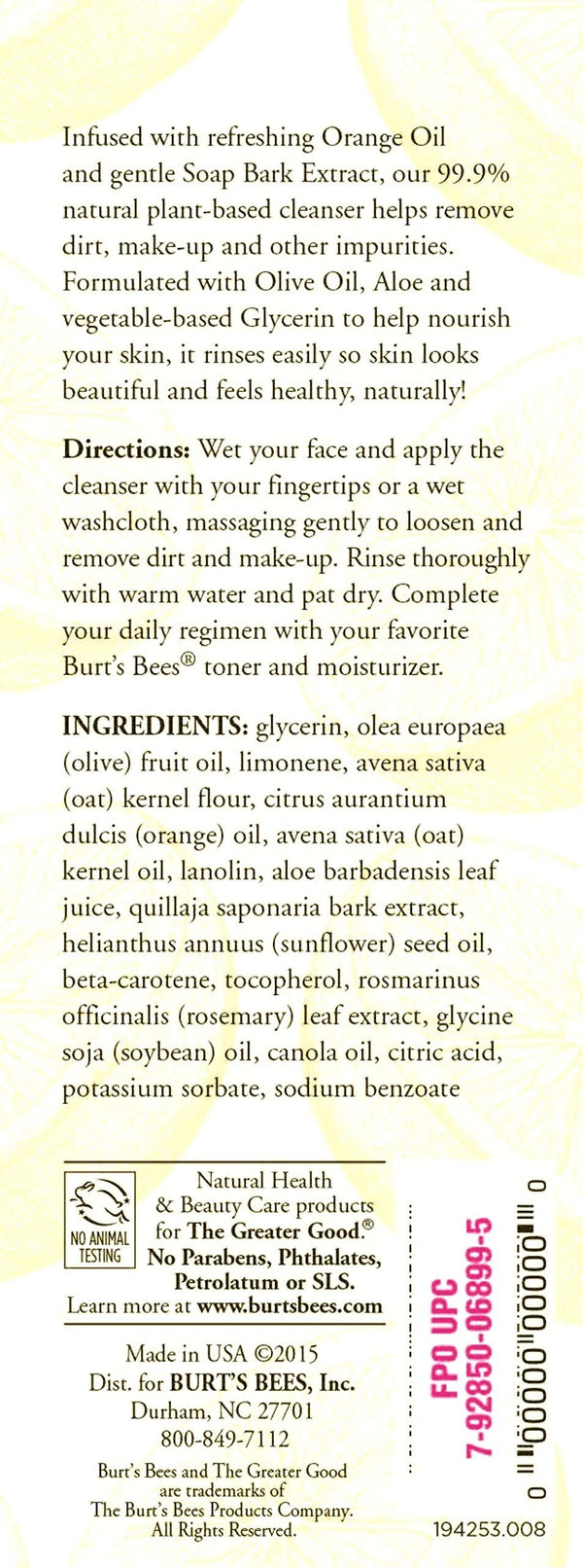 Burt's Bees Orange Essence Facial Cleanser, 4.34 Ounces