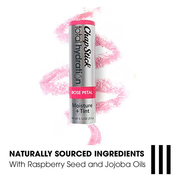 ChapStick Total Hydration Moisture + Tint Rose Petal Tinted Lip Balm Tube, Tinted Moisturizer - 0.12 Oz