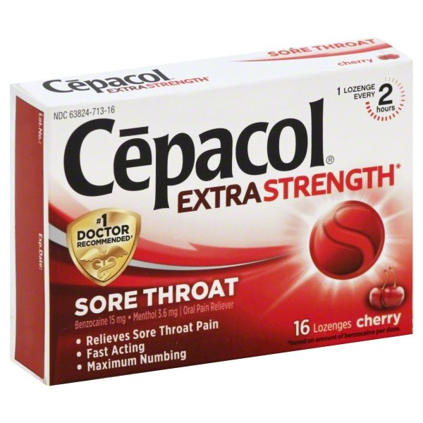 Cepacol Maximum Strength Throat Drop Lozenges, Cherry, 16 Count