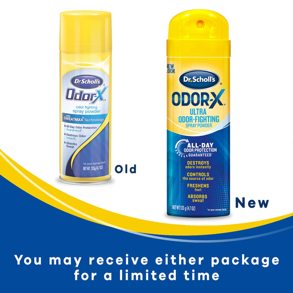 Dr. Scholl’s Odor-X ODOR-FIGHTING Spray Powder // All-Day Odor Protection and Sweat Absorption - Packaging May Vary