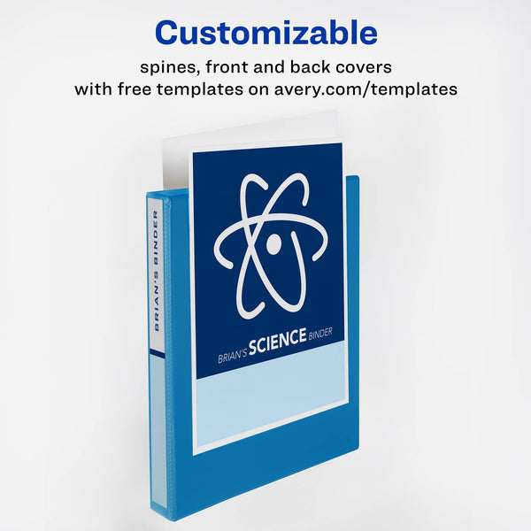 Avery Durable View 3 Ring Binder, 1 Inch Slant Rings, 1 Dark Blue Binder (17014)