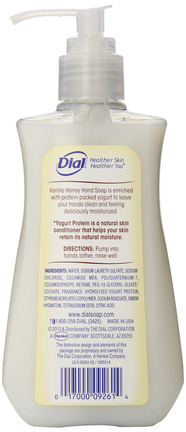 Dial Liquid Hand Soap, Vanilla Honey with Protein Packed Yogurt, 7.5 Fluid Ounces