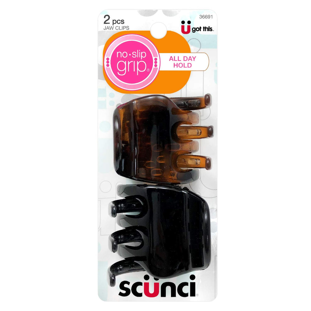 Scunci No-Slip Grip Chunky Jaw Clips | All Day Hold | 2-Pieces per Pack (Pack of 1)