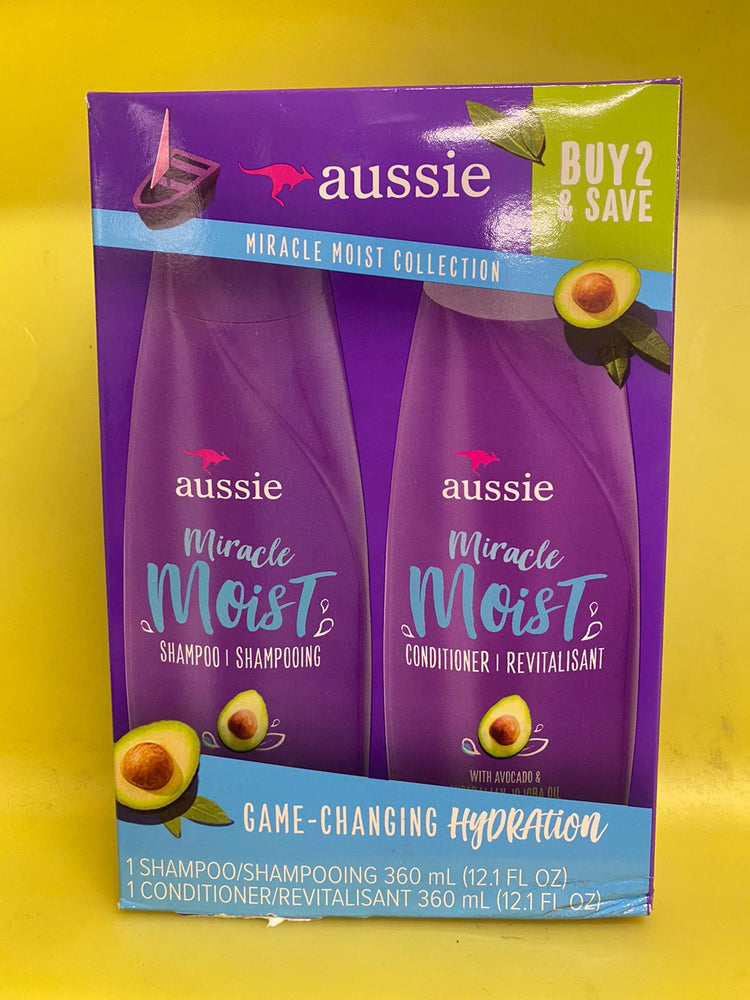 Aussie Miracle Moist Shampoo and Conditioner Sets, Avocado, 12.1 Oz Each