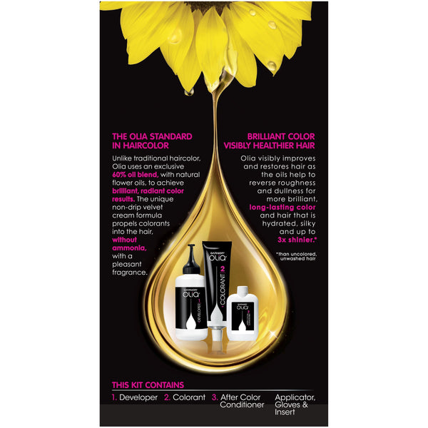 Garnier Olia Oil Powered Ammonia Free Permanent Hair Color, 1.0 Black