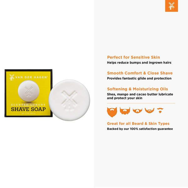 Van Der Hagen Mens Luxury Scented Shave Soap, 3.5 oz