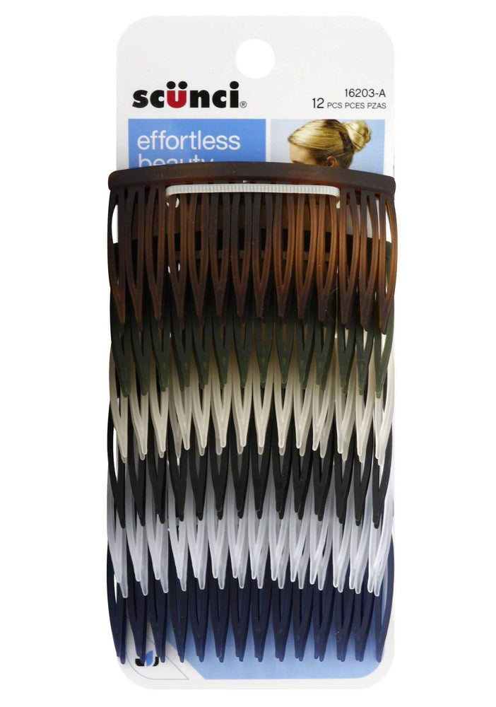 Scunci Effortless Beauty Side Hair Combs, Assorted Colors, 12-Pcs