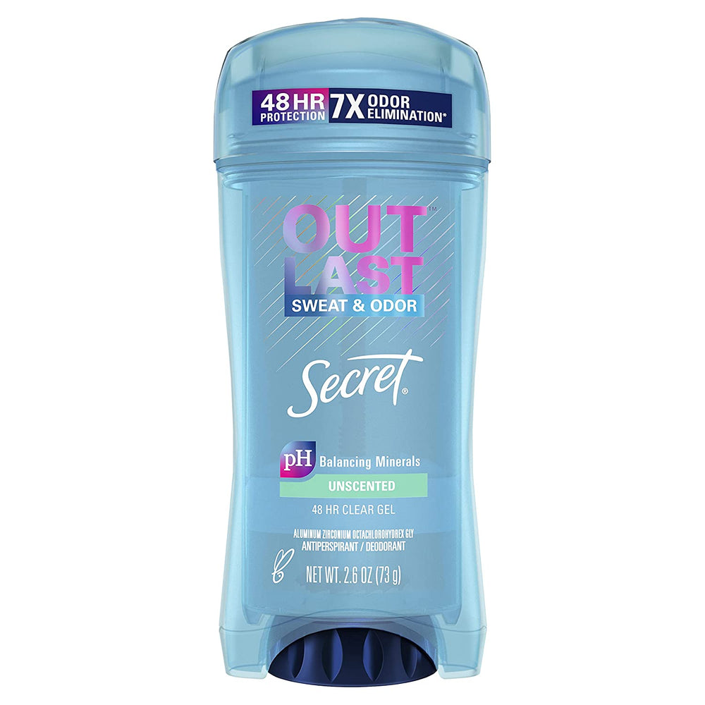 Secret Outlast Clear Gel Antiperspirant Deodorant for Women Unscented 2.6 oz (Packaging May Vary)