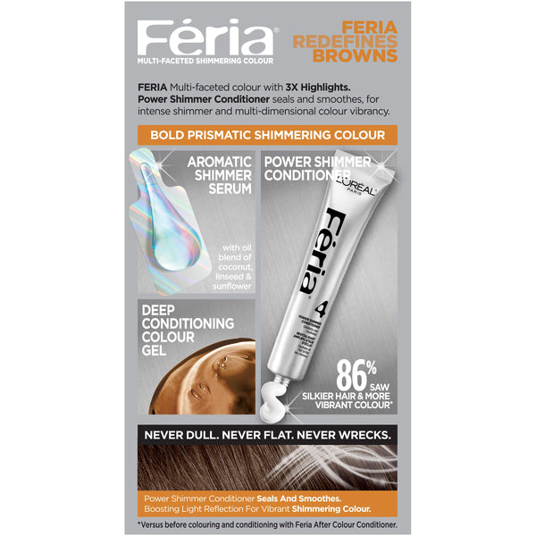L'Oréal Paris Feria Multi-Faceted Shimmering Permanent Hair Color, 40 Espresso (Deeply Brown), 1 kit Hair Dye