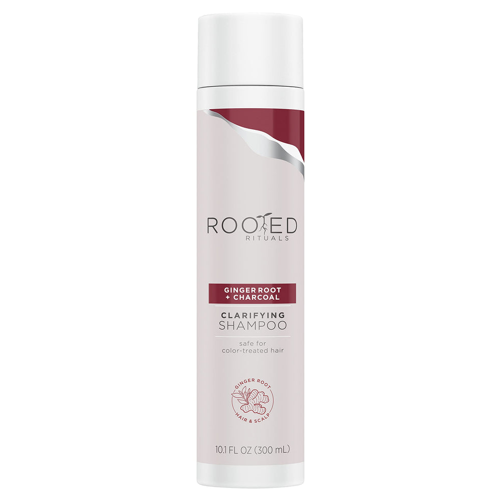 Rooted Rituals Clarifying Shampoo with Ginger Root and Charcoal, Safe for Color-Treated Hair, 10.1 oz