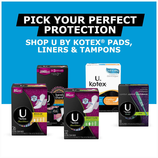 U by Kotex Barely There Liners, Light Absorbency, Regular, Fragrance-Free, 50 Count