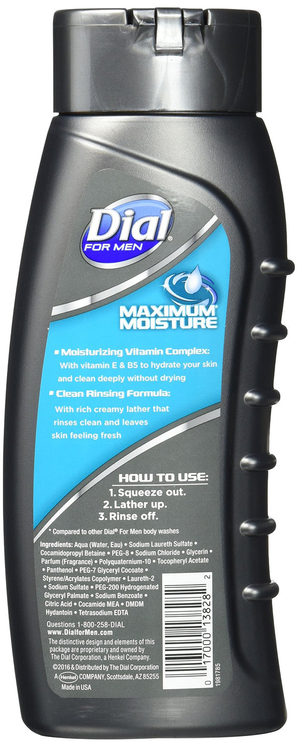 Dial for Men Maximum Moisture Ultra Hydrating Body Wash, 16 Fl. Oz, Pack of 2