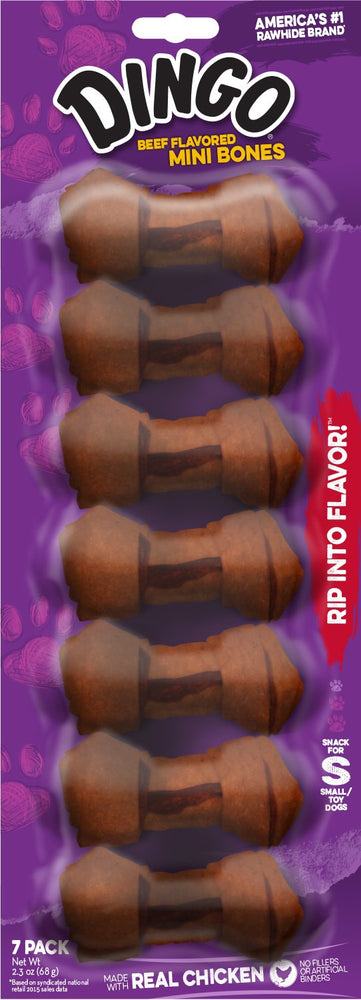 Dingo Beef Flavored Mini Rawhide Bones for Dogs/Exp Nov 2023