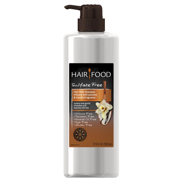 Hair Food Sulfate Free Hair Milk Shampoo Infused with Jasmine & Vanilla Fragrance, 17.9 fl oz