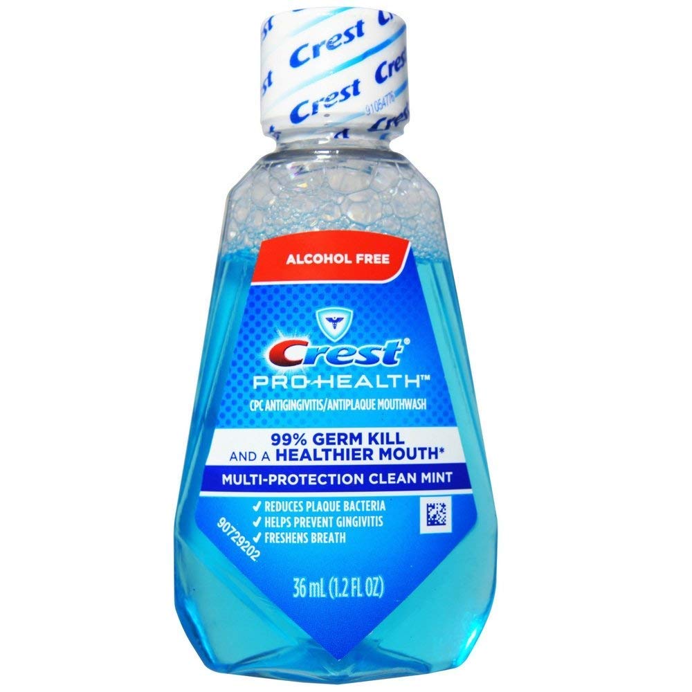 Crest Pro-Health Mouthwash, Alcohol Free, Clean Mint, 1.2 Fl Oz/Expiry June 2023