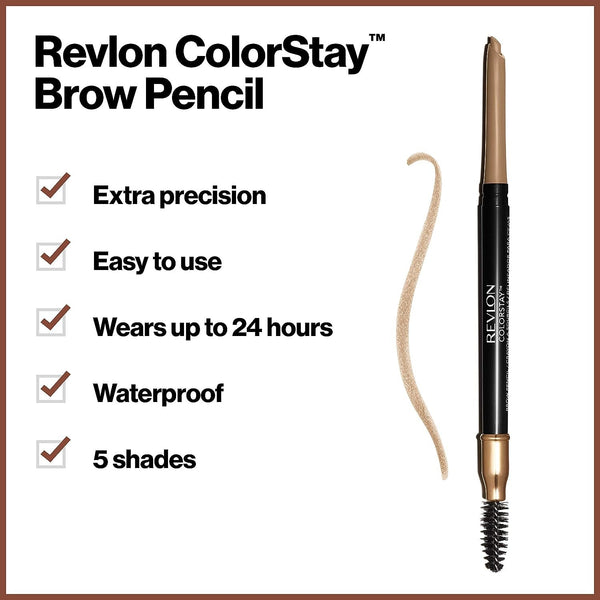 Revlon ColorStay Eyebrow Pencil with Spoolie Brush, Waterproof, Longwearing