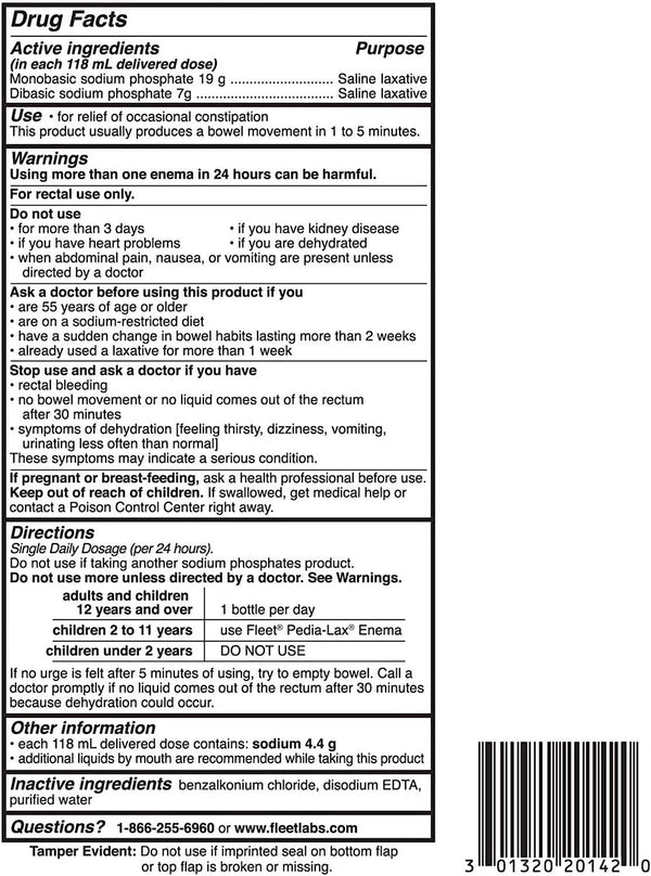 Fleet Laxative Saline Enema for Adult Constipation, 2 Bottles, 4.5 Fl Oz (Pack of 2), 9 Fl Oz