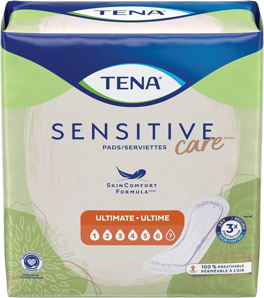 TENA Incontinence Pads, Bladder Control & Postpartum for Women, Ultimate Absorbency, Extra Coverage, Long, Sensitive Care, 33 Count