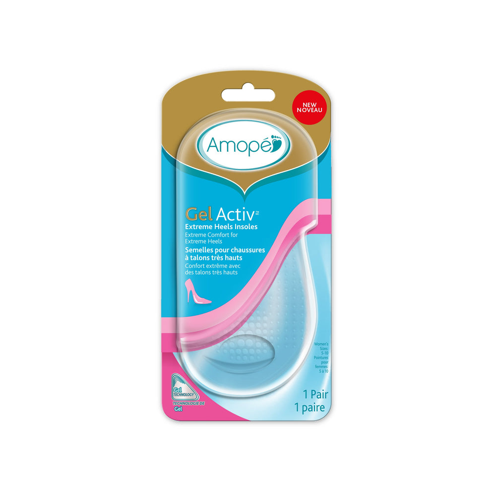 Amope GelActiv Extreme Heels Insoles for Women, 1 pair, Size 5-10