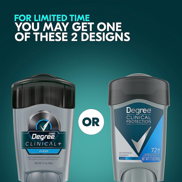 Degree, Men, Clinical Protection, Antiperspirant Deodorant, Soft Solid, Clean, 1.7 oz