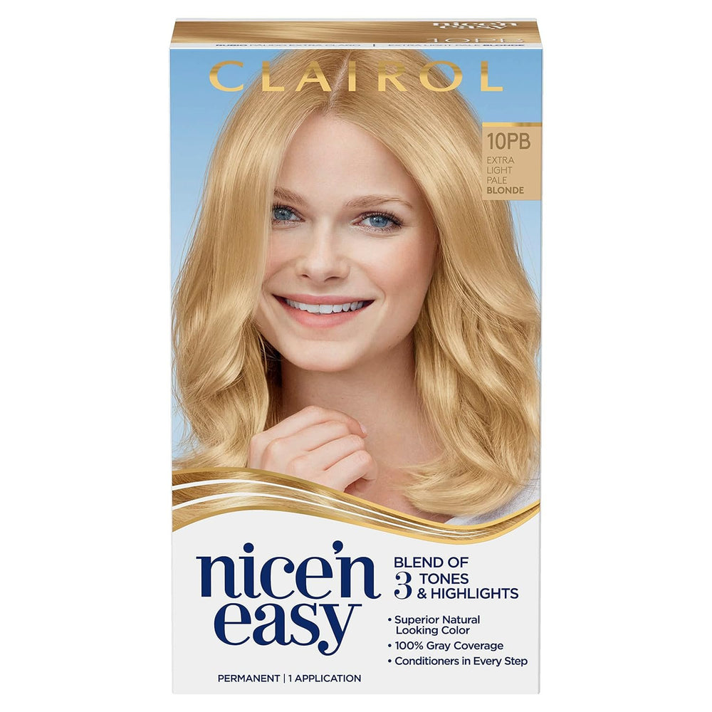 Clairol Nice'n Easy Permanent Hair Dye, 10PB Extra Light Pale Blonde Hair Color