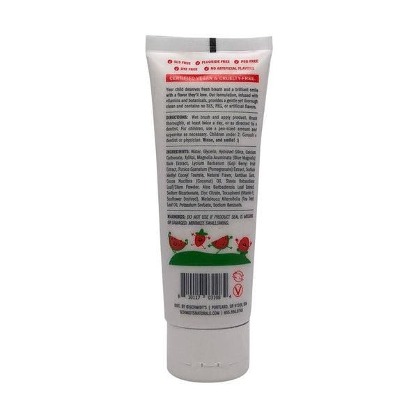 Schmidt's Deodorant Toothpaste Kids Watermelon Strawberry, 4.7 Ounce