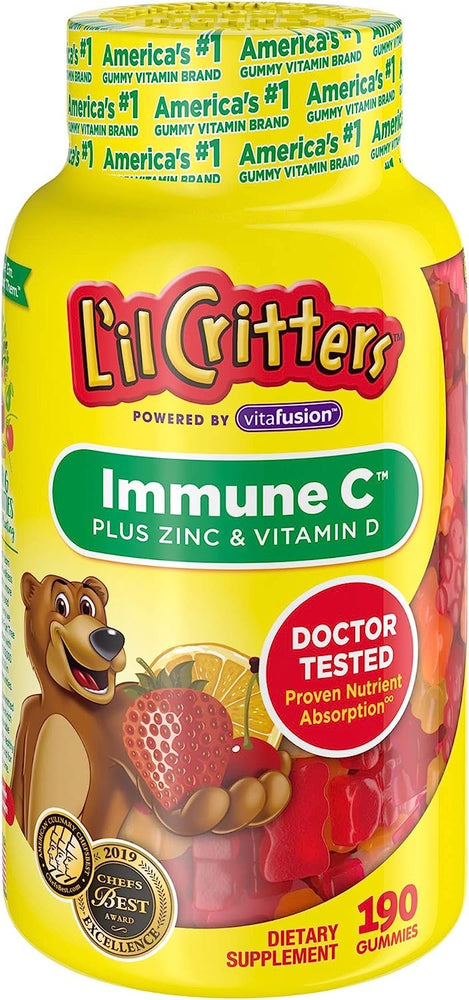 L'il Critters Immune C Kids Gummy Supplement, Fruit Flavored, 190 Count/Expiry April 2024