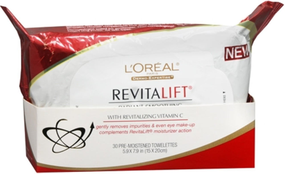 L'Oreal Paris RevitaLift Radiant Smoothing Wet Facial Cleansing 30 Towelettes