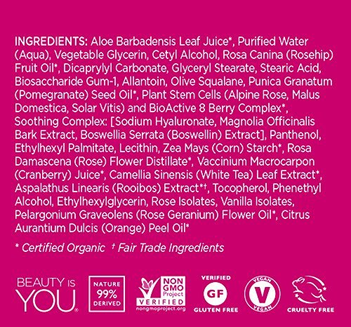 Andalou Naturals 1000 Roses Beautiful Day Cream, Face Moisturizer for Sensitive Skin with Hyaluronic Acid, & Aloe Vera, Cruelty Free, 1.7 Ounce