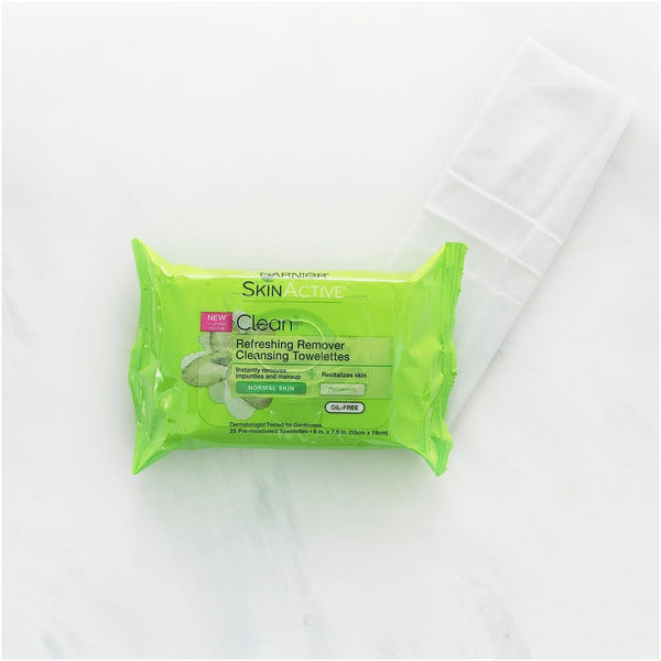 Garnier SkinActive Clean+ Refreshing Makeup Remover Wipes, 25 Wipes, 3 Count (Packaging May Vary)