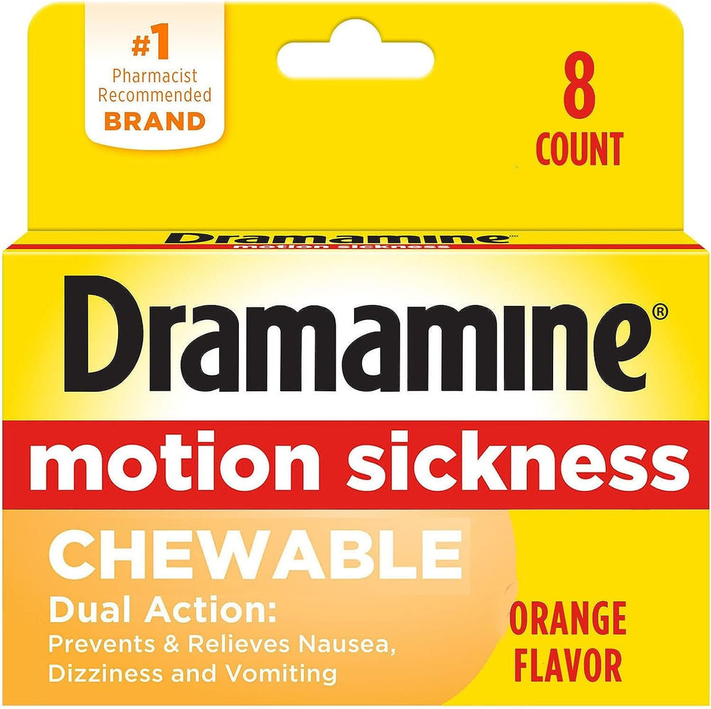 Dramamine Motion Sickness Chewable, Orange, 8CT/Expiry Mar 2026