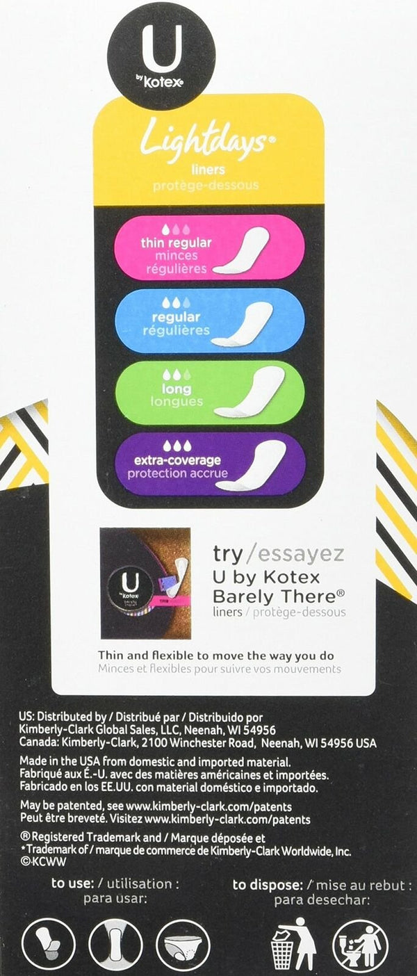 Kotex Natural Balance Lightdays Liners, Regular -64 ct.