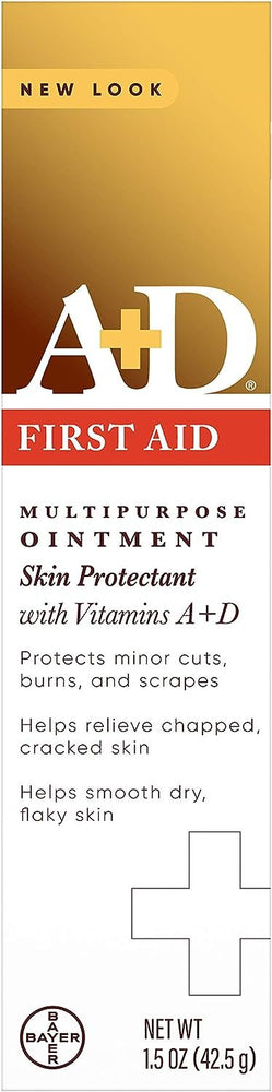 A+D First Aid Ointment - Moisturizing Skin Protectant for Dry Cracked Hands, Elbows, Heals and Lips - Use After Hand Washing