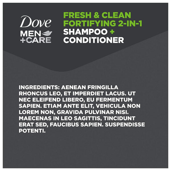 Dove Men+Care Fortifying 2 in 1 Shampoo and Conditioner for Normal to Oily Hair Fresh and Clean with Caffeine Helps Strengthen and Nourish Hair 12 oz