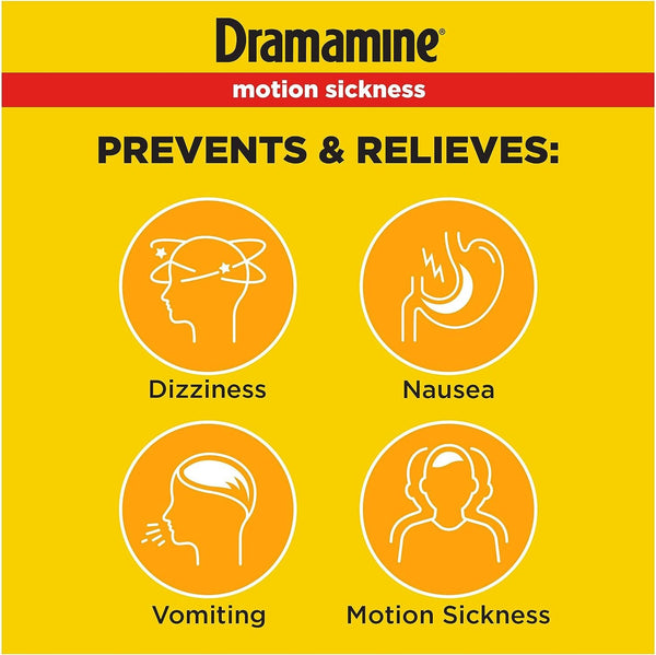 Dramamine Motion Sickness Chewable, Orange, 8CT/Expiry Mar 2026