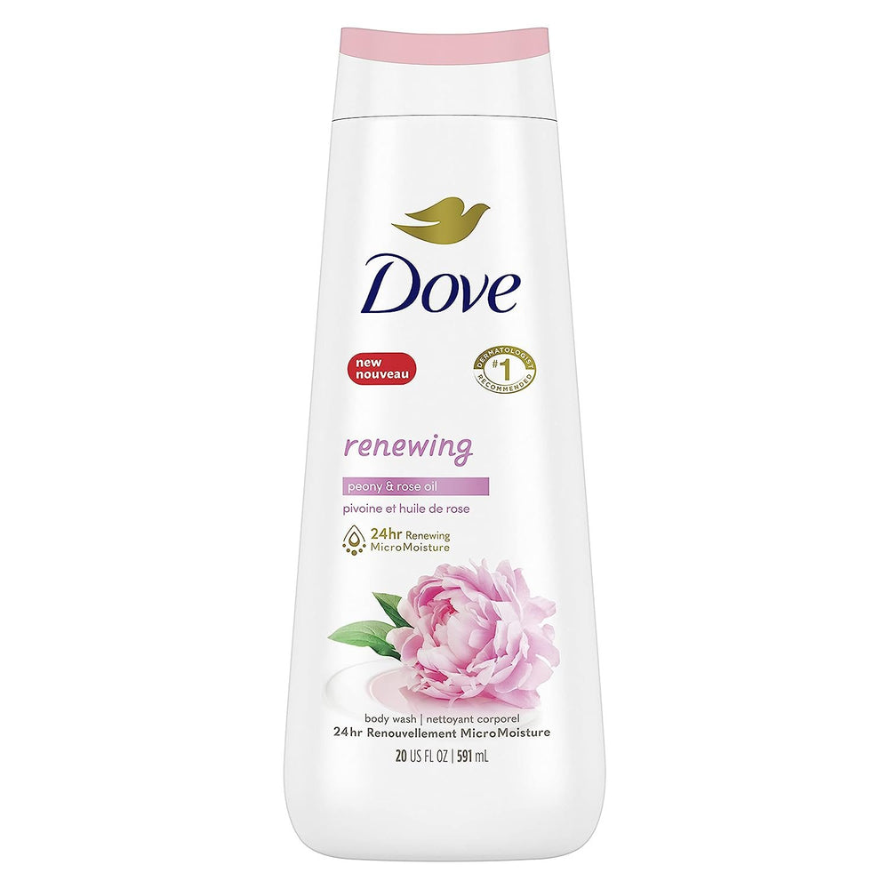 Dove Body Wash Renewing Peony and Rose Oil for Renewed, Healthy-Looking Skin Gentle Skin Cleanser with 24hr Renewing MicroMoisture 20 oz