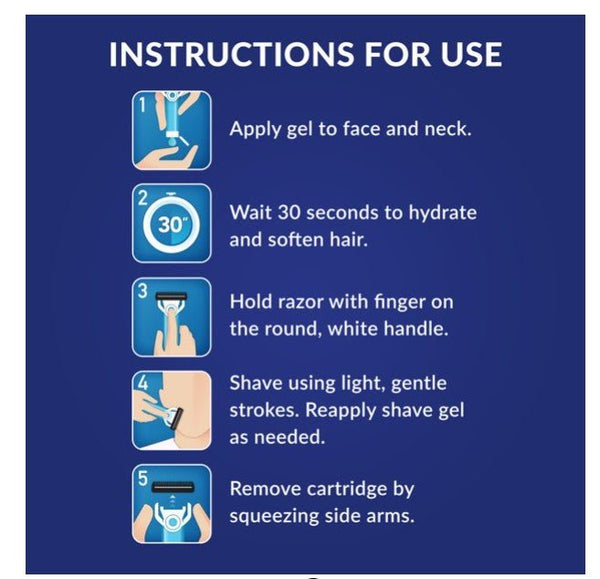 Gillette TREO Caregiver Razor with Built-in Shave Gel, 8 ct