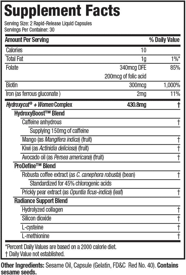 Hydroxycut Weight Loss Pills for Women Max | Weight Loss Supplement Pills with Biotin | Hair Nails and Skin Vitamins for Women | Metabolism Booster for Weight Loss | Iron Supplement,