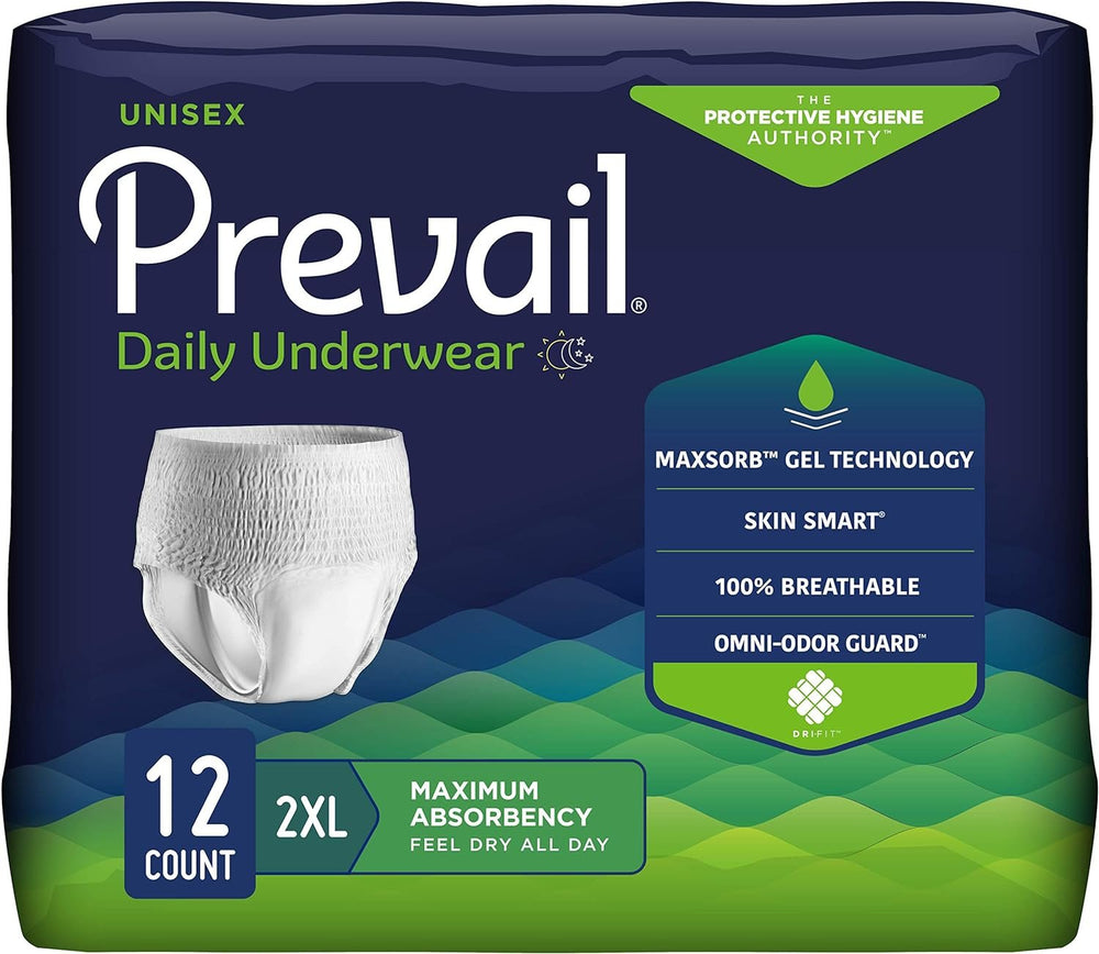 Prevail Adult Incontinence Underwear for Men & Women, Maximum Absorbency, XX-Large, 12 Count (Pack of 1)