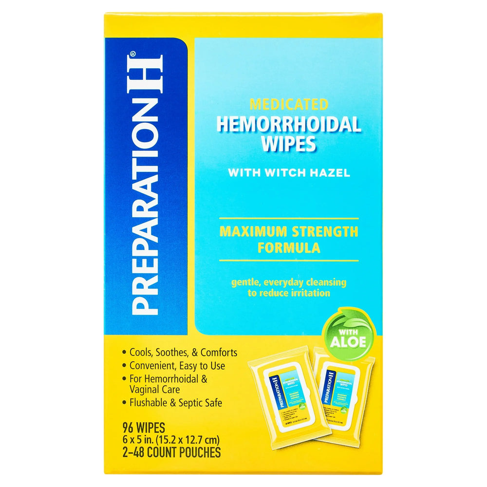 Preparation H Maximum Strength Medicated Hemorrhoid Flushable Wipes, 96 Count