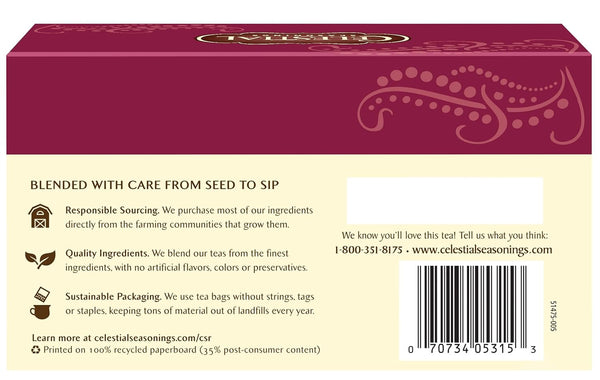 Celestial Seasonings Herbal Tea, Cranberry Apple Zinger, 20 Count