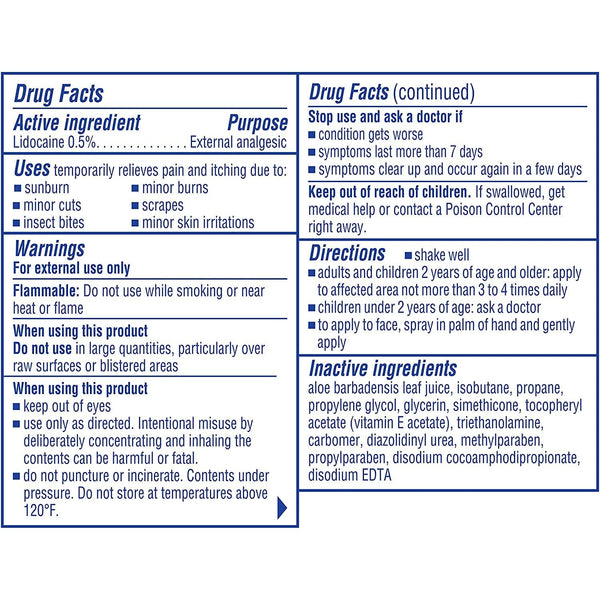 Solarcaine Cool Aloe Burn Relief Spray with Lidocaine, 6 Ounce