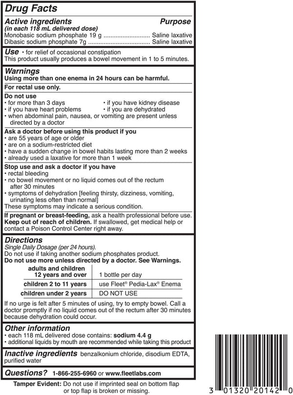 Fleet Laxative Saline Enema for Adult Constipation, 2 Bottles, 4.5 Fl Oz (Pack of 2), 9 Fl Oz