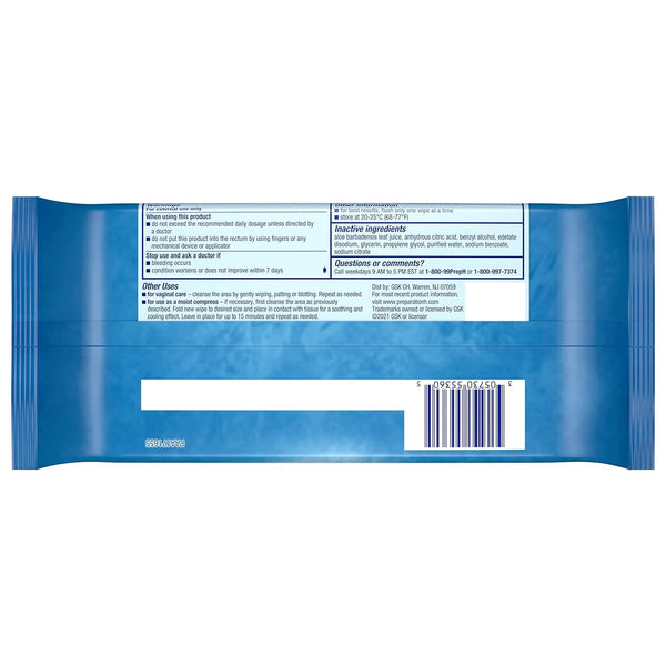 Preparation H Soothing Relief Cleansing & Cooling Wipes, Aloe and Witch Hazel Wipes for Butt Itch Relief - 60 Count