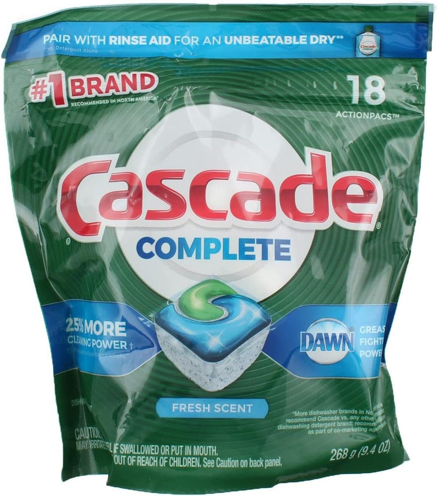 Cascade Complete Dishwasher Detergent, 18 Count