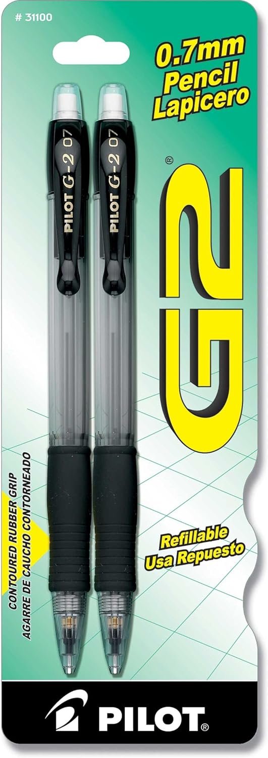 PILOT G2 Mechanical Pencils with Contoured Rubber Grip, 0.7mm Lead