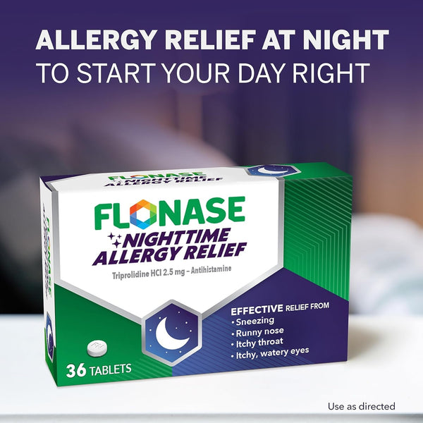 Flonase Nighttime Allergy Relief Tablets, Up to 6 Hours of Allergy Medicine - 36 Coated Tablets