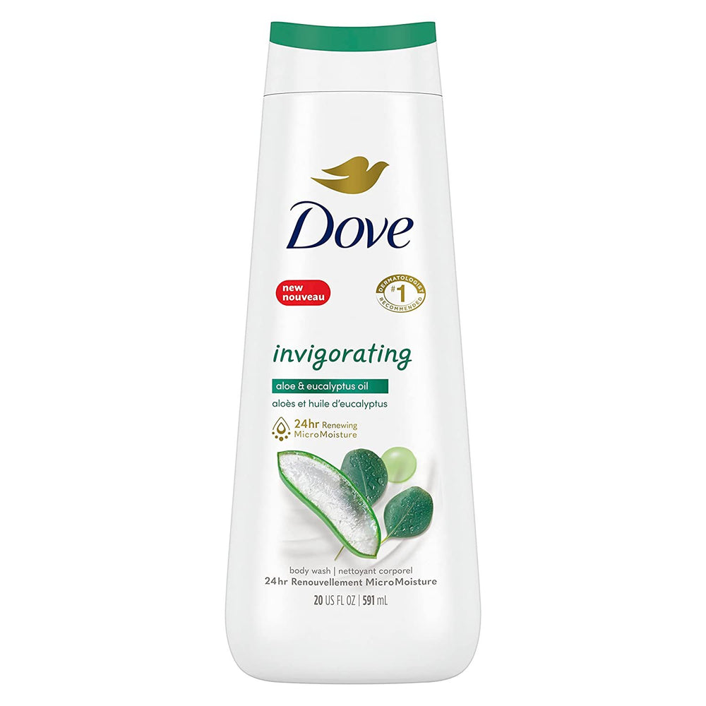 Dove Body Wash Invigorating With Aloe & Eucalyptus For Dry Skin Refreshes and Invigorates Skin 20 oz