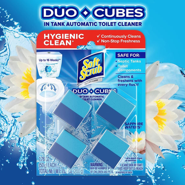 Soft Scrub In-Tank Toilet Cleaner Duo-Cubes, Sapphire Waters, 4 Count